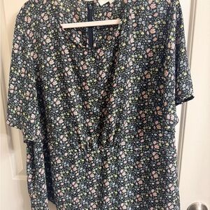 Loft Floral Black Peplum Women's Top